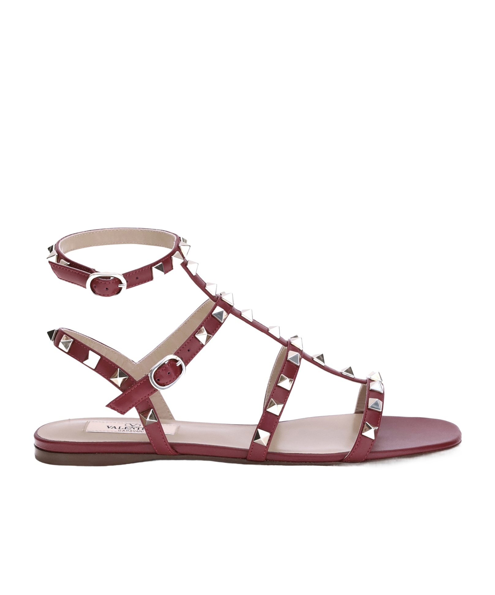 Valentino Garavani Rockstud T-bar Strap Sandals In Red