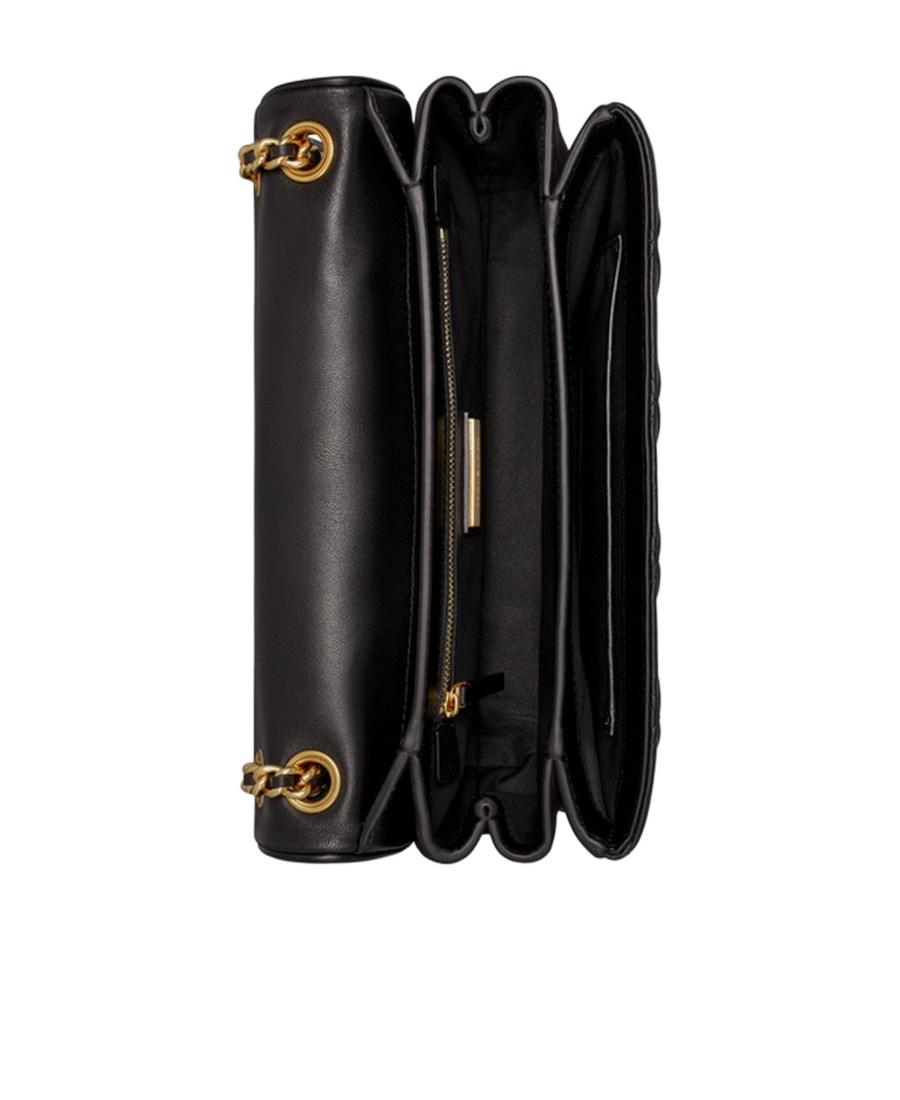 Tory Burch Soft Leather Shoulder Bag With Chain-link Strap In Black