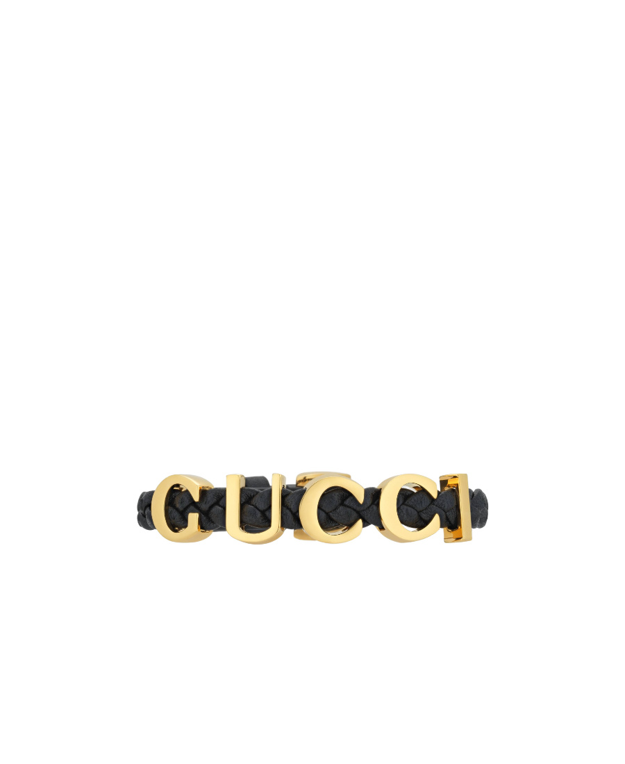 Gucci Logo-plaque Bracelet In Black