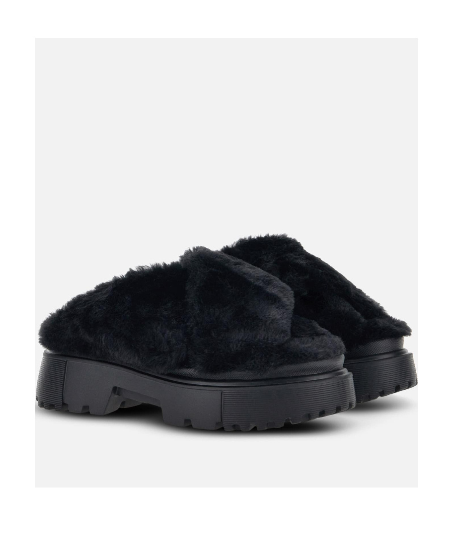 Hogan Open Toe Slip On Sandals In Black