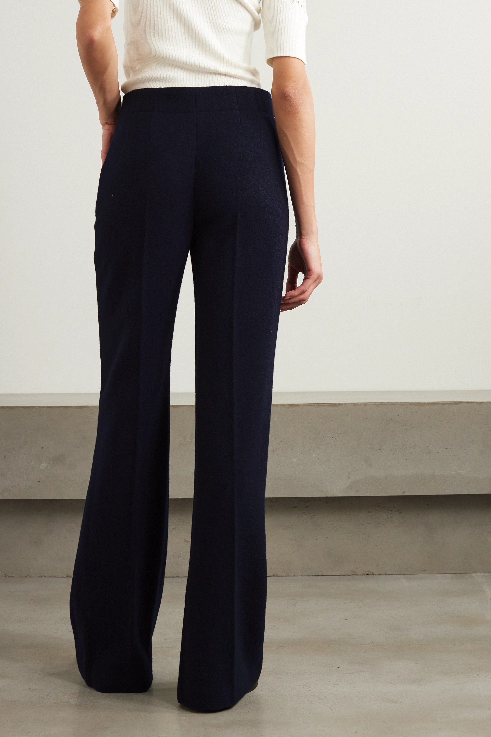Chloé Belt Loop Wool Bell Bottoms In Black