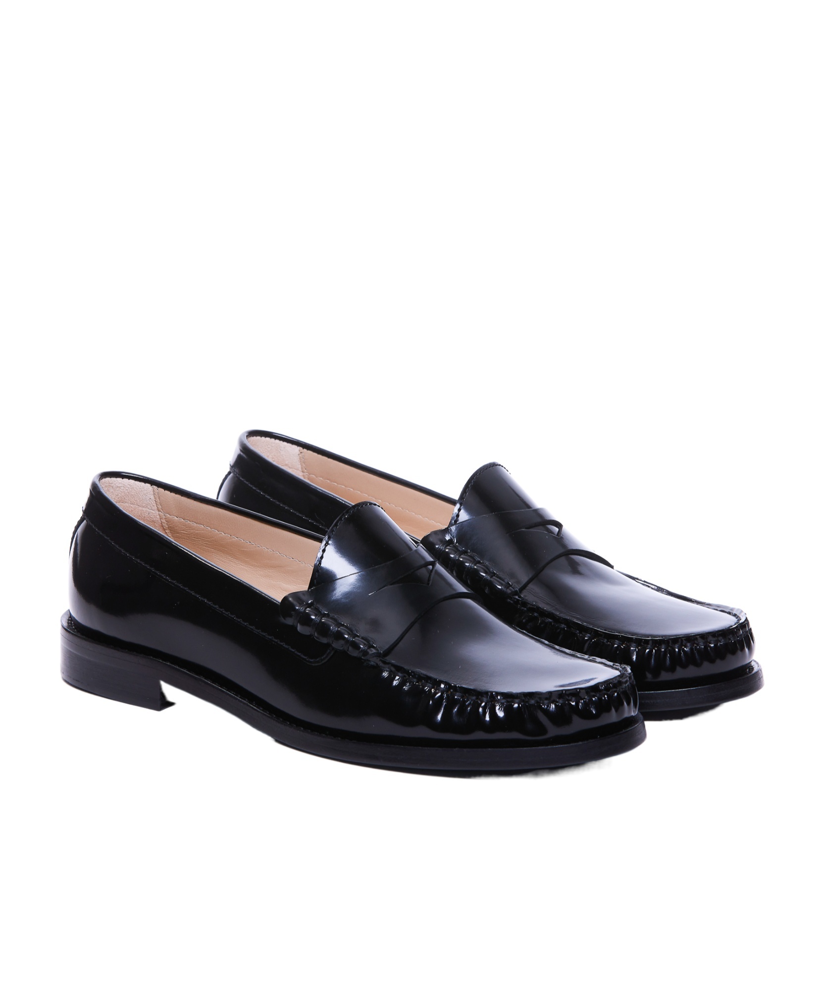 Stuart Weitzman Round Head Loafer Shoes In Black