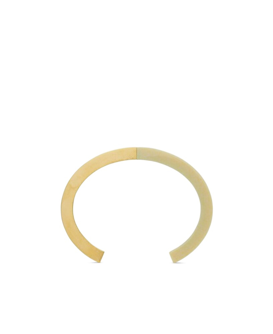Saint Laurent Duet Debossed-logo Bracelet In Yellow