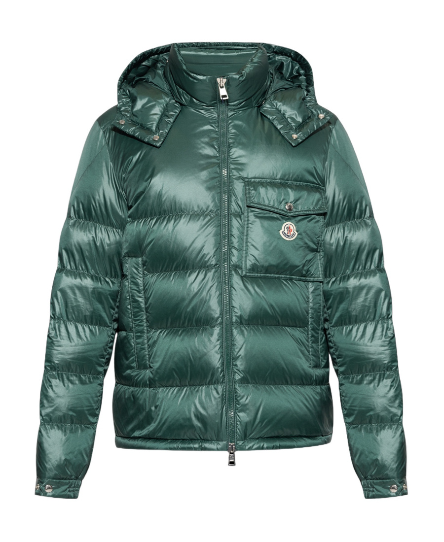 Moncler Logo-patch Padded Jacket In Green