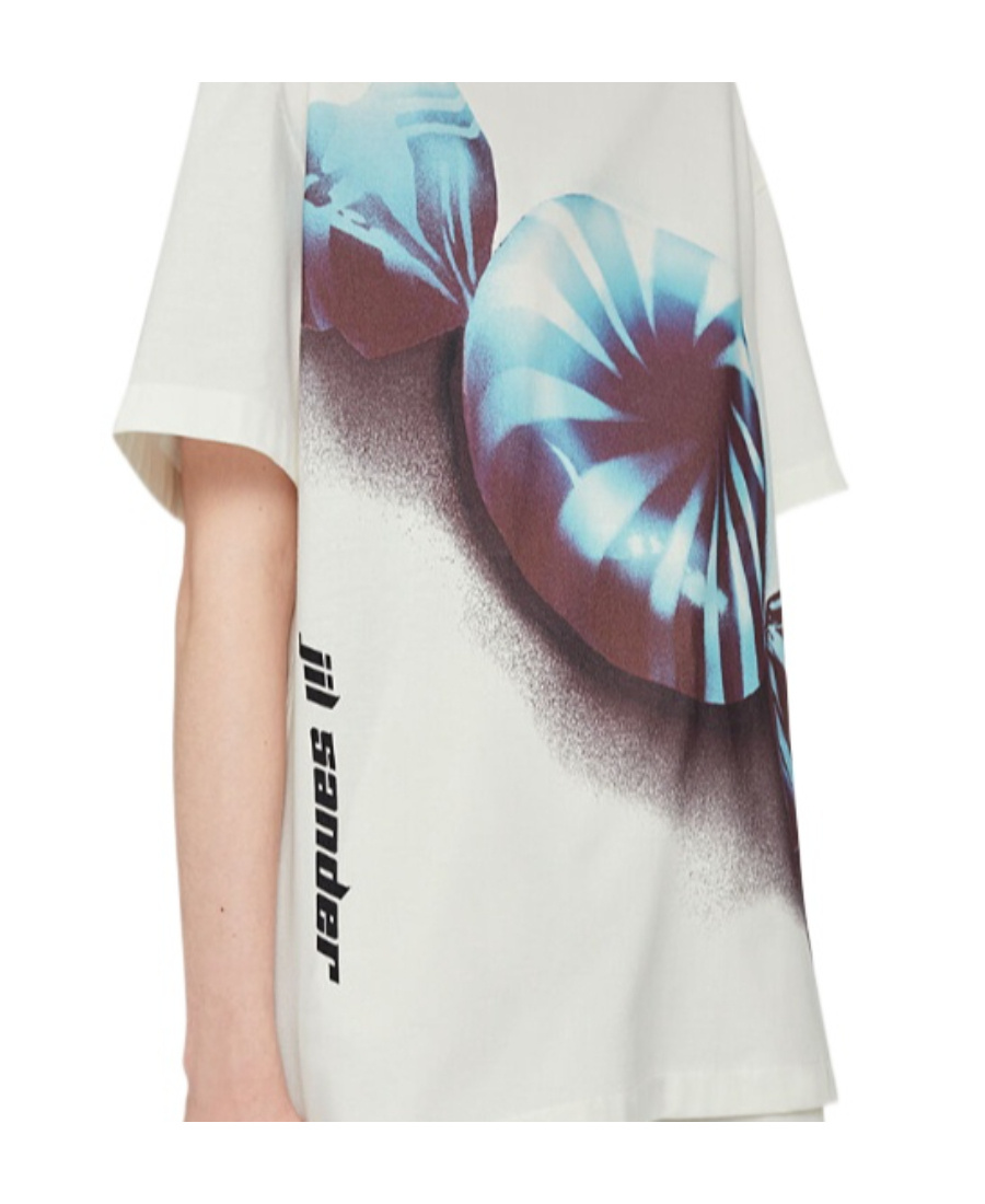 Shop Jil Sander Graphic-print Cotton T-shirt In White