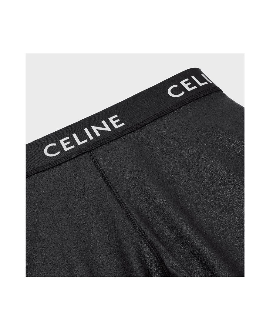 Celine Sheep Leather Stretch Bottom Casual Pants In Black