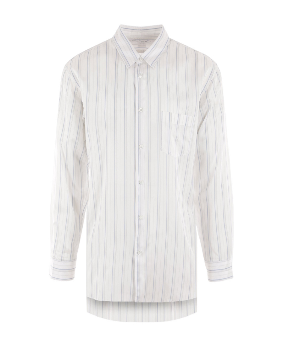 Comme Des Garçons Shirt Striped Long-sleeved Shirt In White