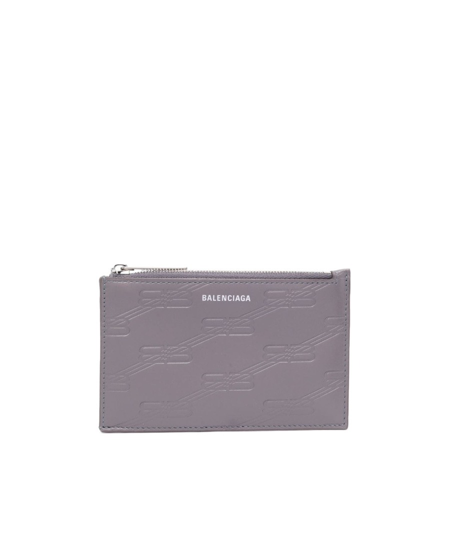Balenciaga Debossed Bb-monogram Cardholder In Gray