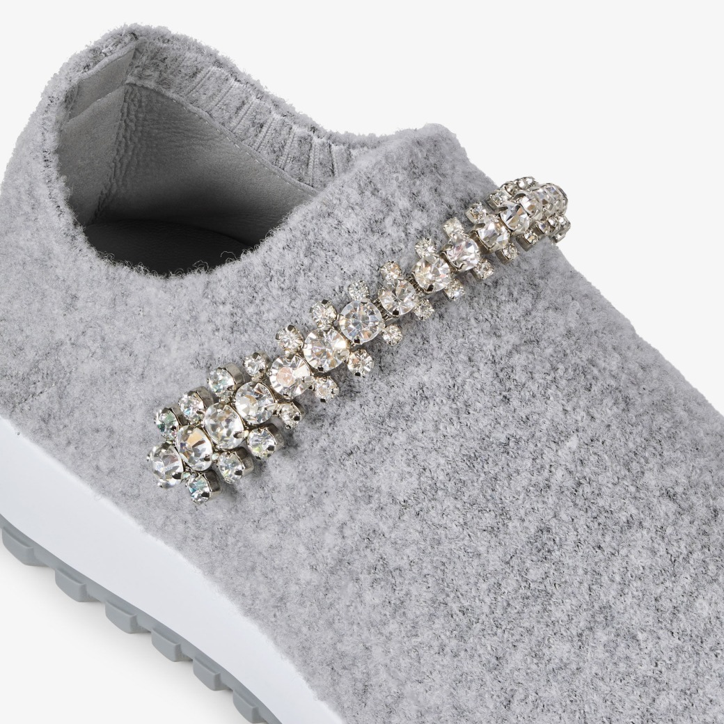 Shop Jimmy Choo Round-head Sneakers In Gray