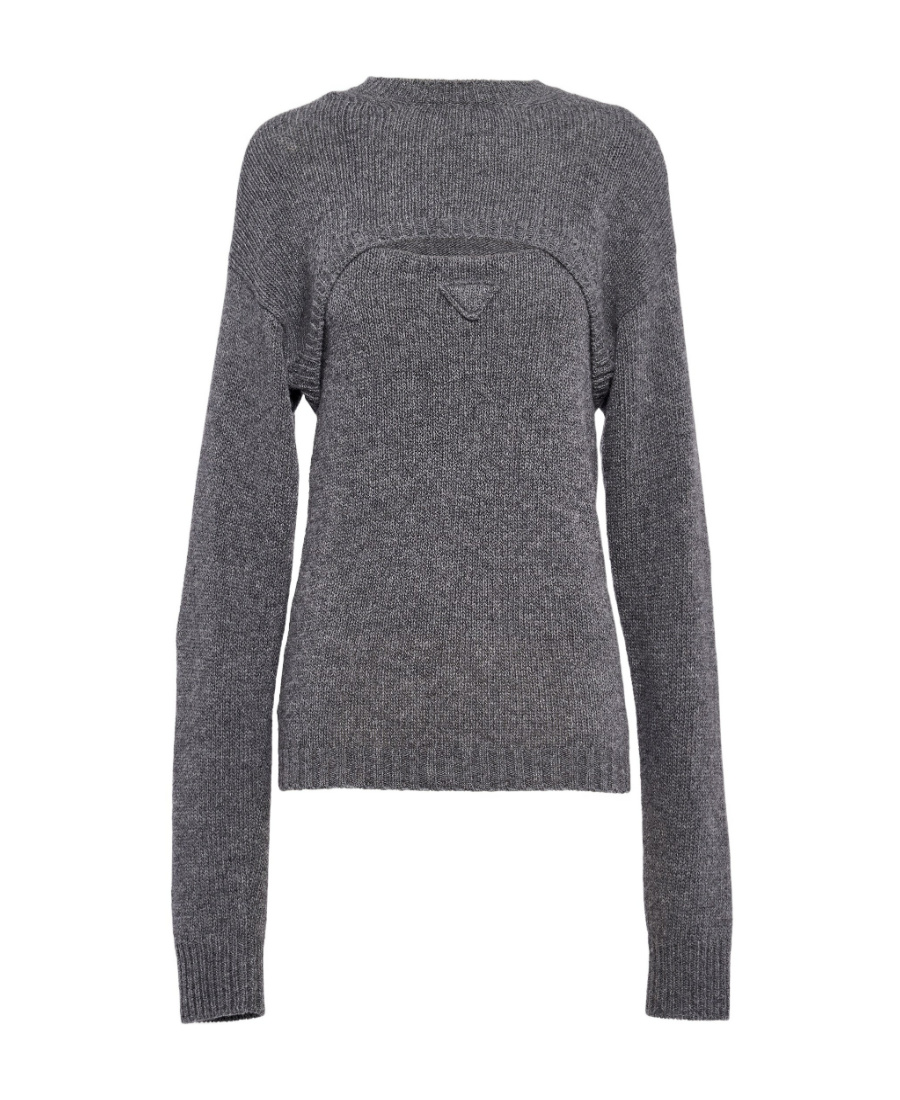 Prada Logo Sweater In Gray