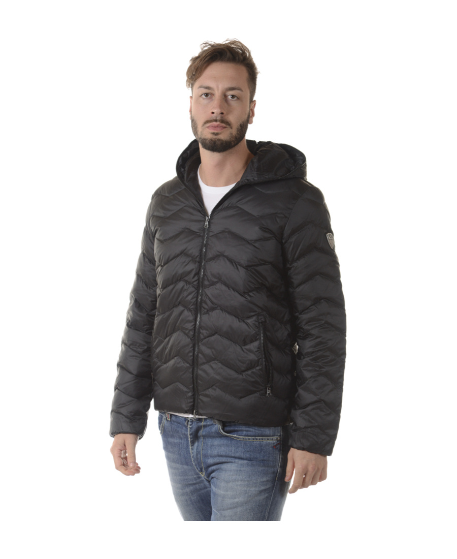 Ea7 Logo Down Jacket In Black