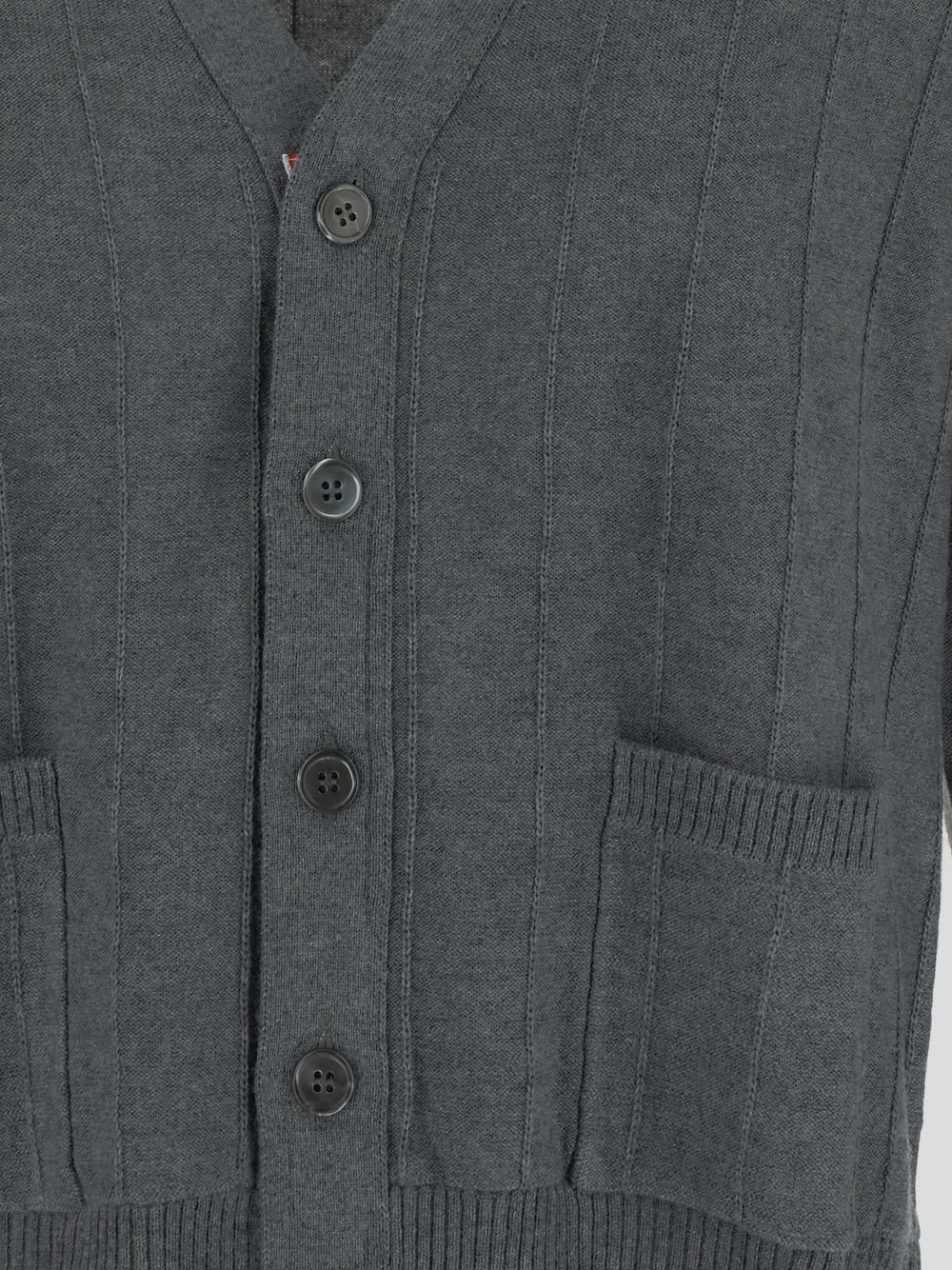Thom Browne Wool Relaxed V-neck Armband Cardigan In Black