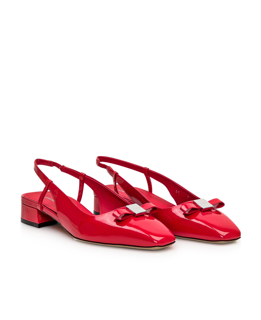 Ferragamo Salvatore Mini Bow Detailed Slingbacks In Red