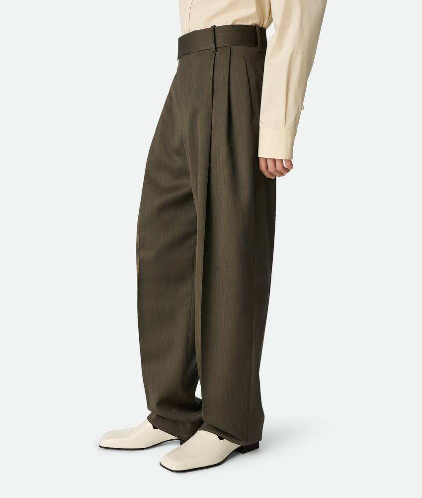Bottega Veneta Leather Wide Leg Trousers In Brown