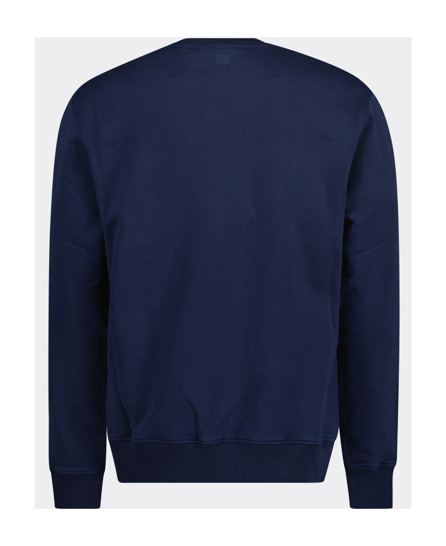 Ami Alexandre Mattiussi Small Adc Organic Cotton Logo Embroidered Crewneck Sweatshirt In Blue