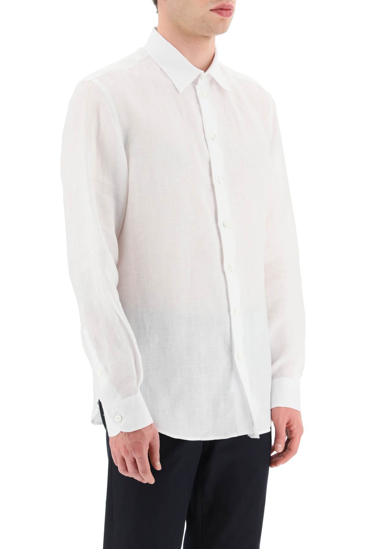 EMPORIO ARMANI LONG-SLEEVED LINEN SHIRT