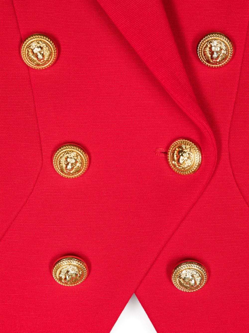 Shop Balmain Peak-lapels Double-breasted Blazer In Red