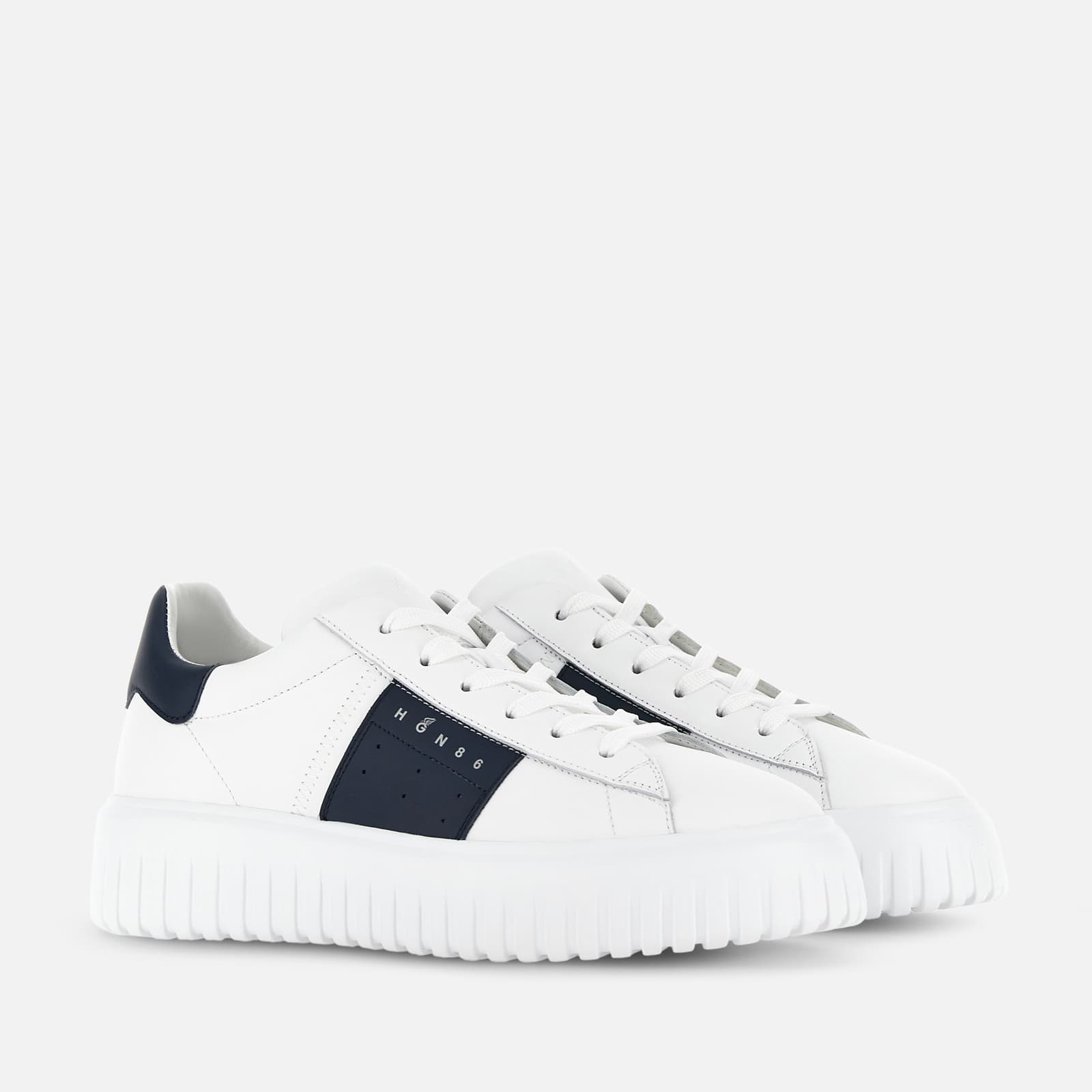 Hogan Round-toe Lace-up Sneakers In White