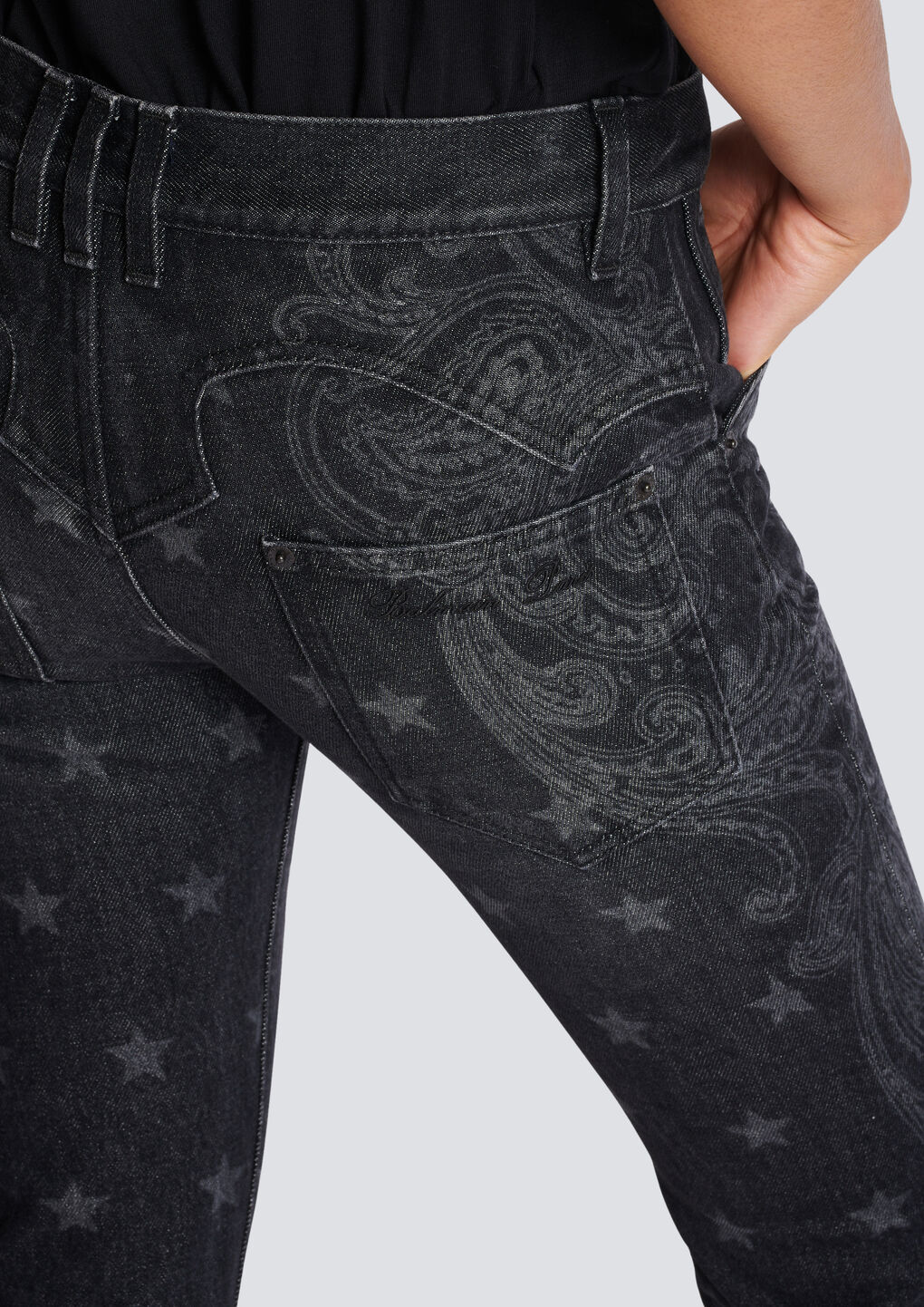 Balmain Star-print Bootcut Mid-rise Jeans In Black