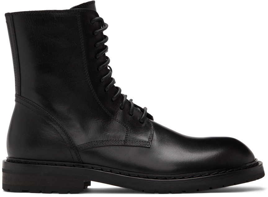 Ann Demeulemeester Round Toe Ankle Boots In Black