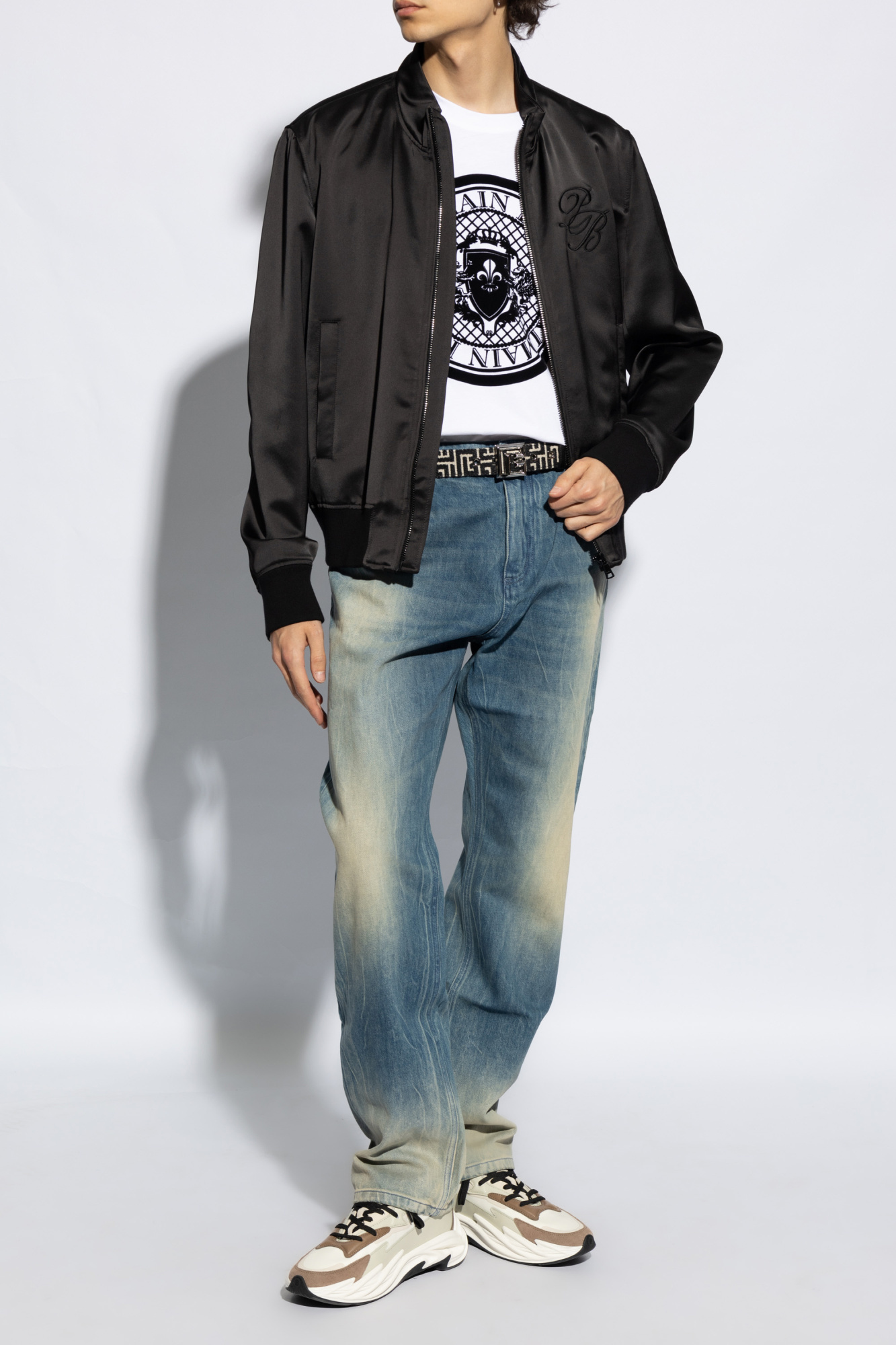 Balmain White Cotton T-shirt With Maxi Logo Print In White