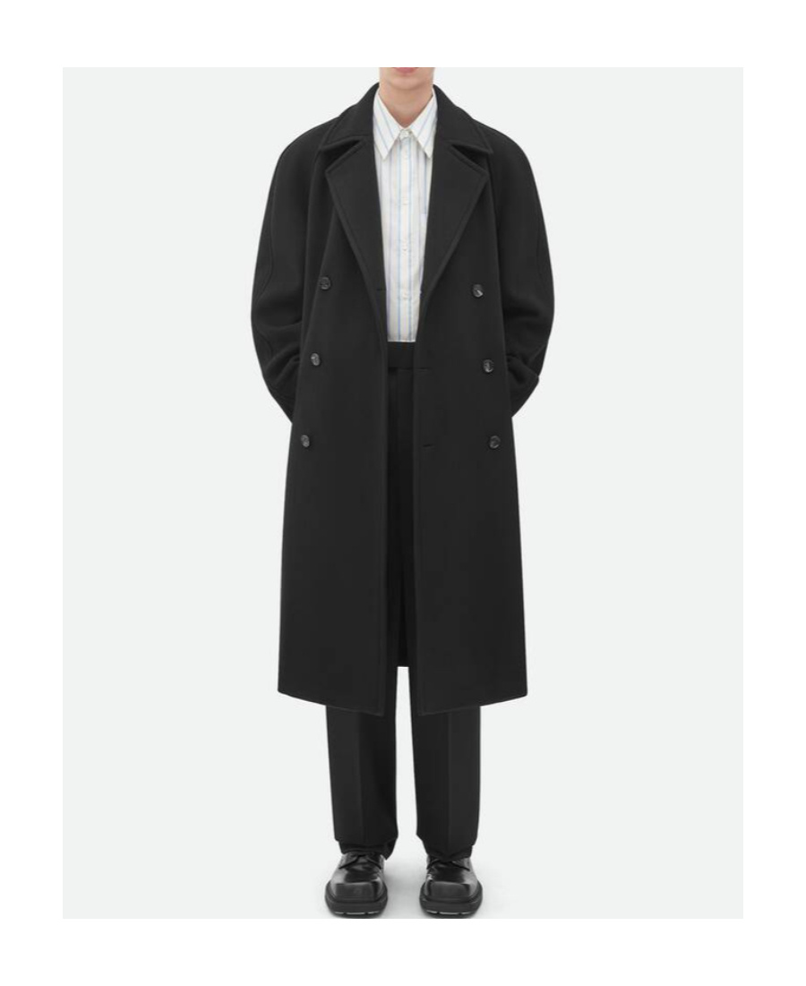 Bottega Veneta Double-breasted Wool And Cashmere Coat In Black