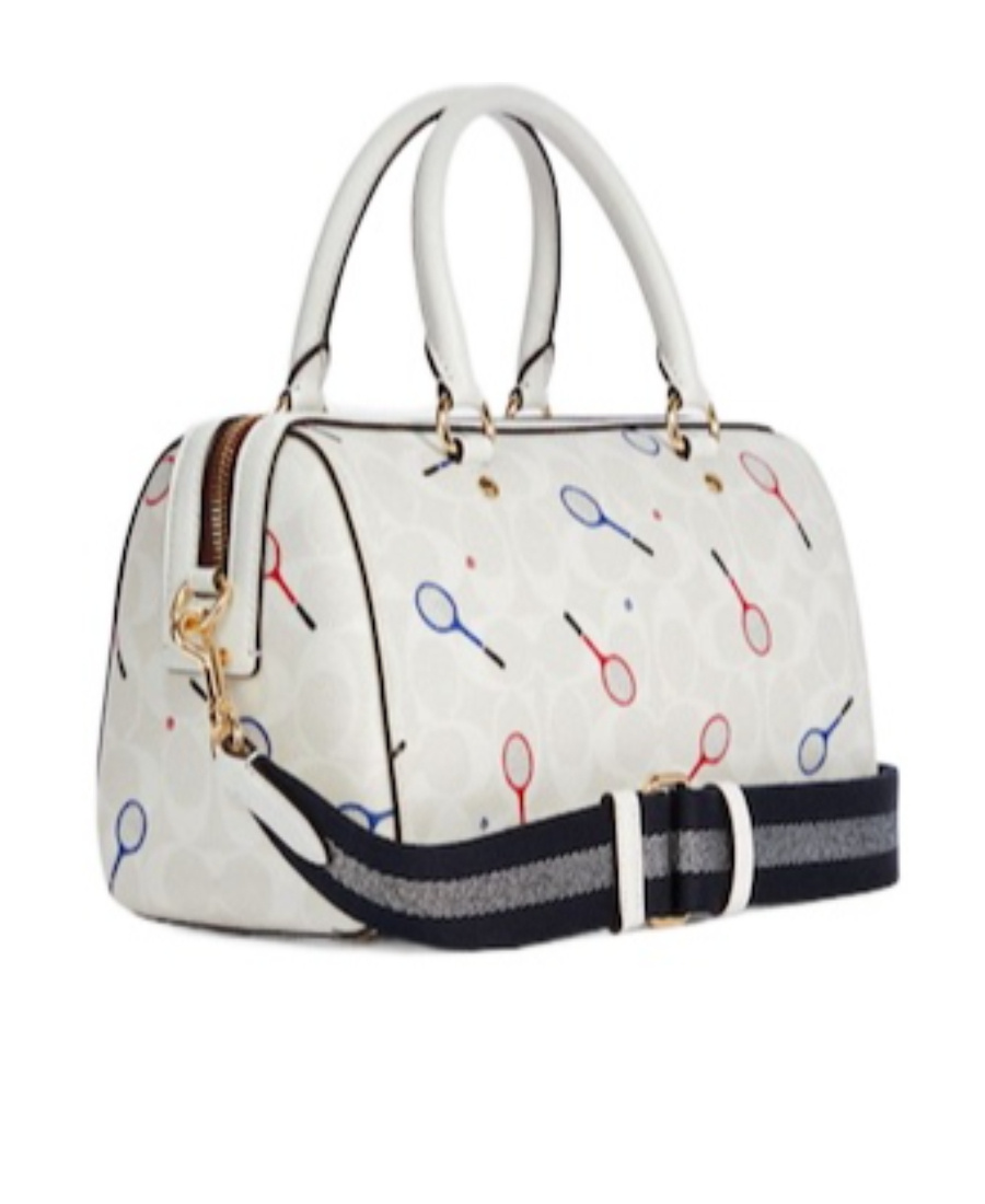 COACH WHITE LOGO PRINTED HANDBAG