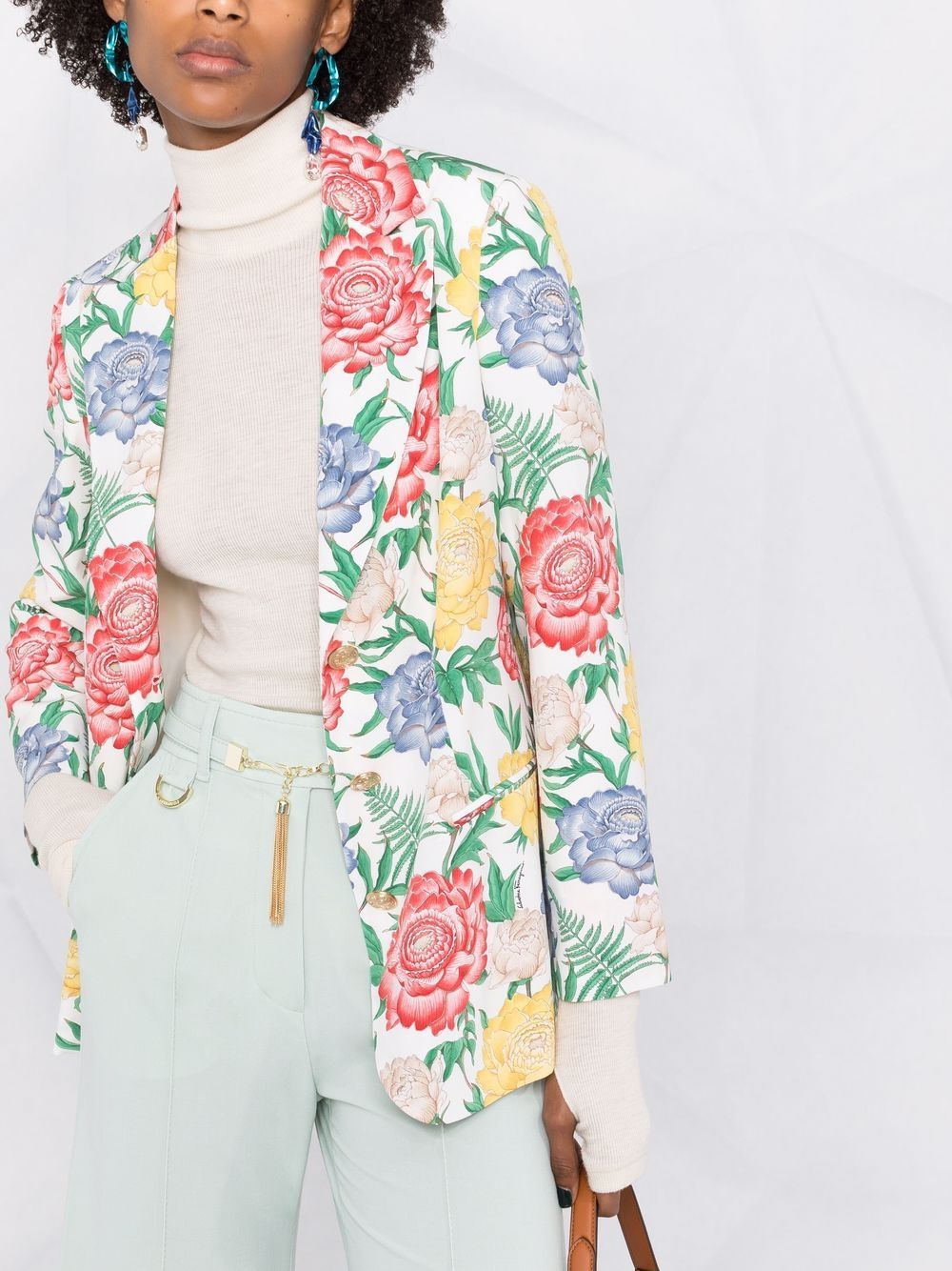 Ferragamo Long Sleeved Suit Jacket In White