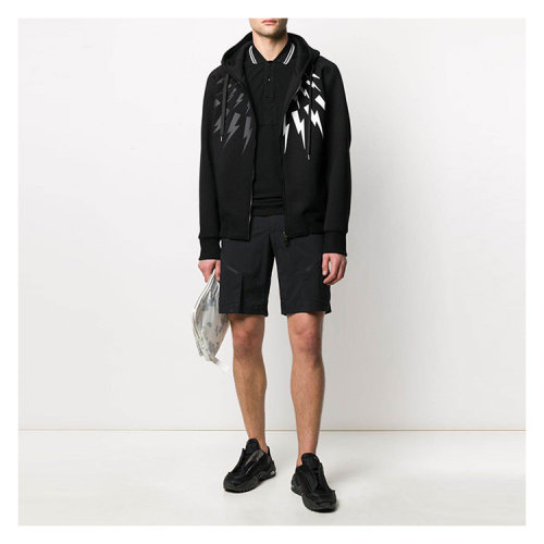 Neil Barrett Hooded Long-sleeved Hoodie In Black
