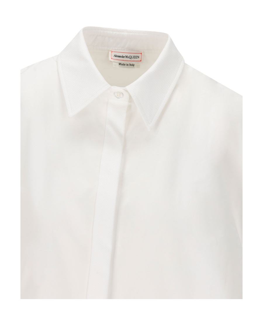 Shop Alexander Mcqueen Cut-out Detail Shirt Dress In White