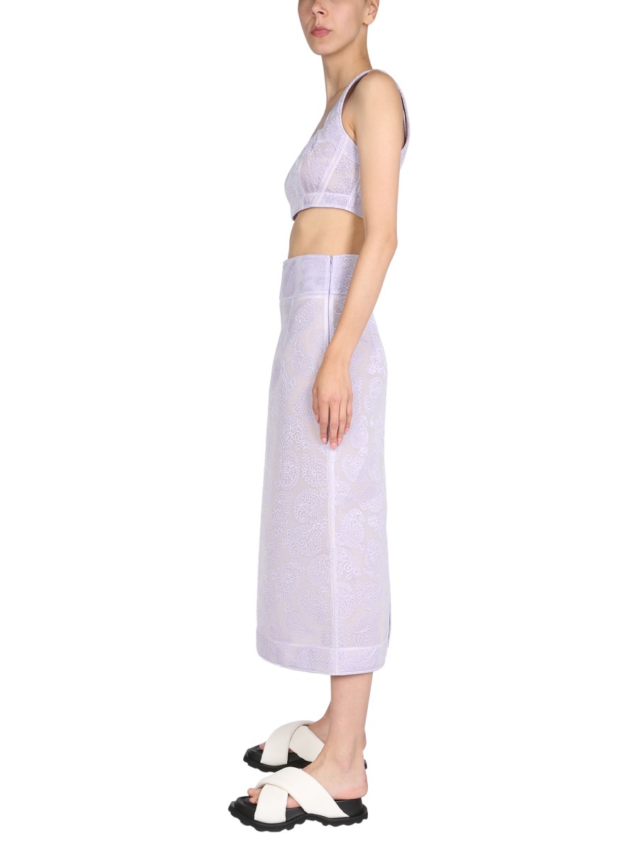 Shop Jil Sander Paisley Print Sleeveless Cropped Top In Nude
