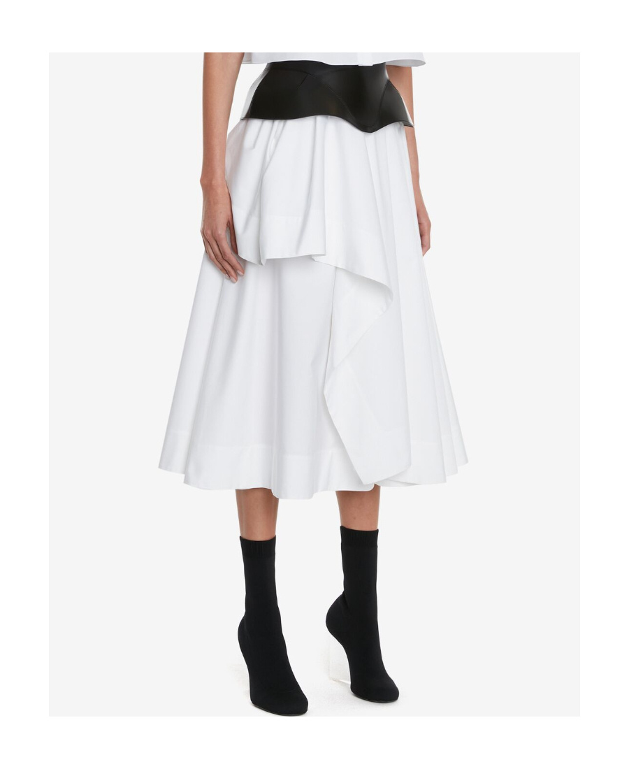 ALEXANDER MCQUEEN ASYMMETRIC PLEATED MIDI SKIRT