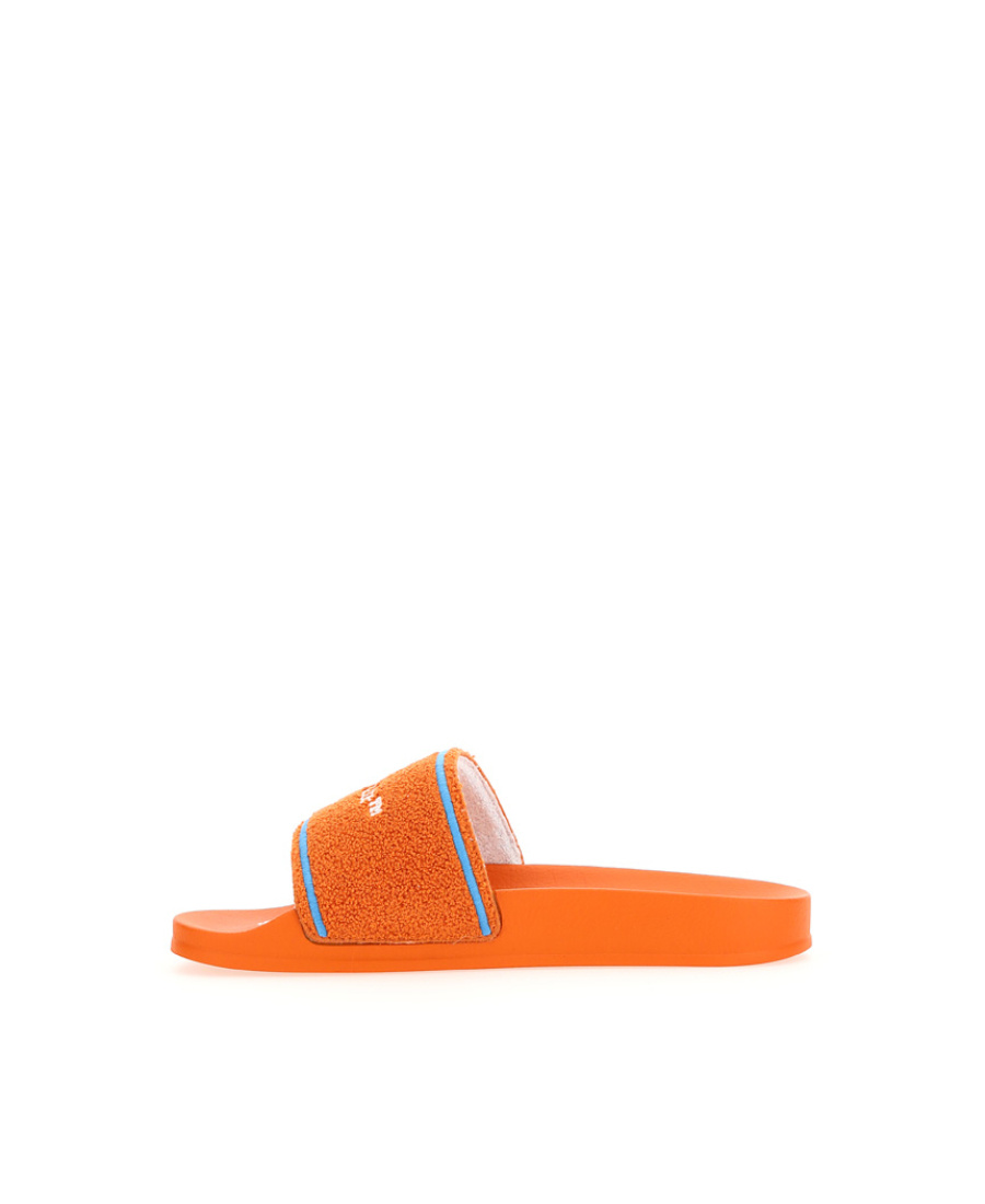 Off-white Embroidered-logo Slides In Orange