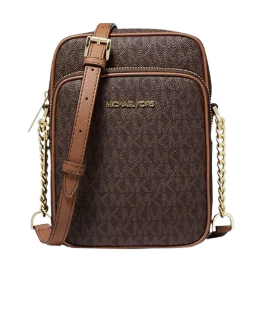 Michael Kors Medium Jet Set Logo Satchel In Brown