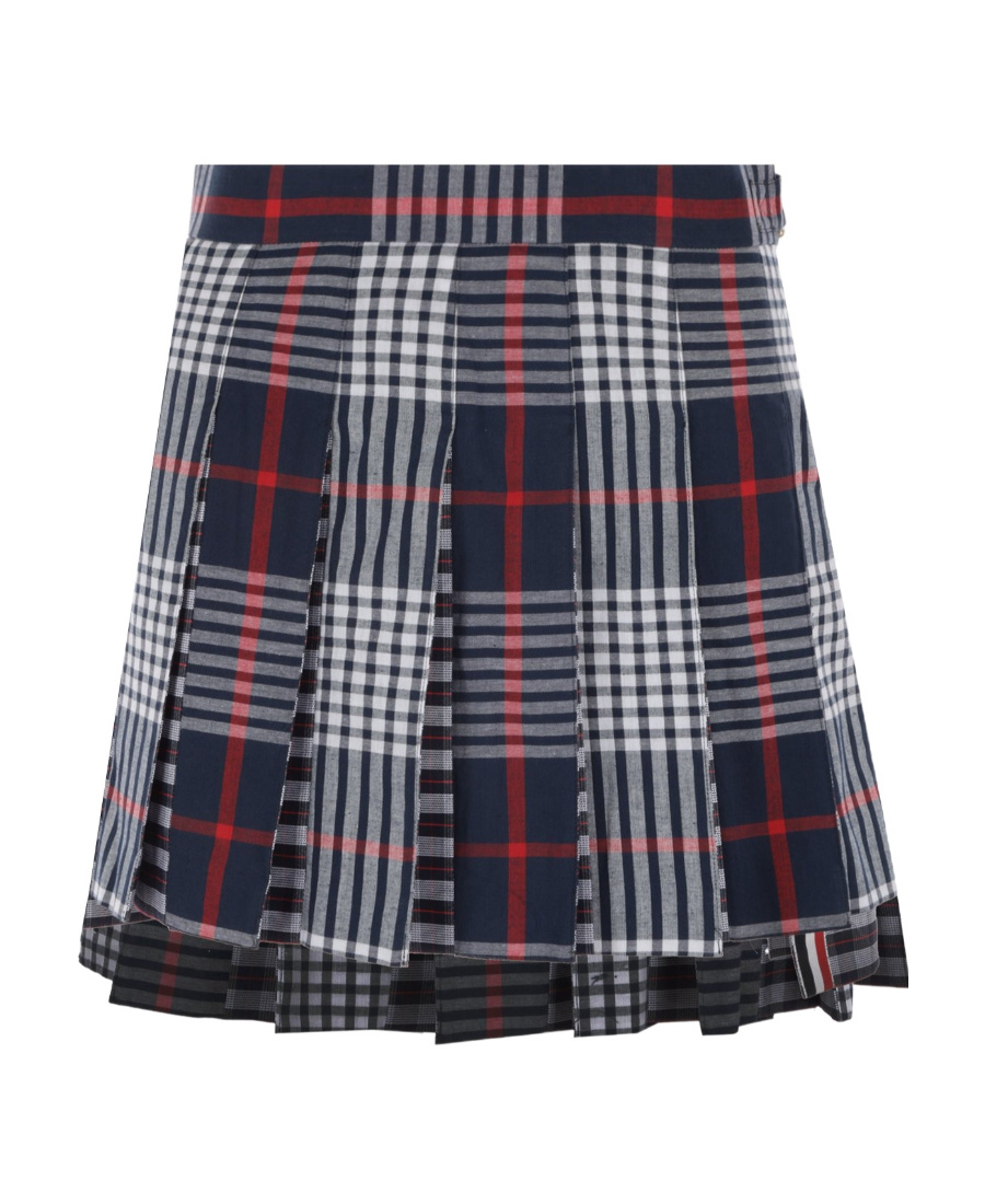 Thom Browne Mini Skirt With Pleated Design And Tricolor Detail In Black