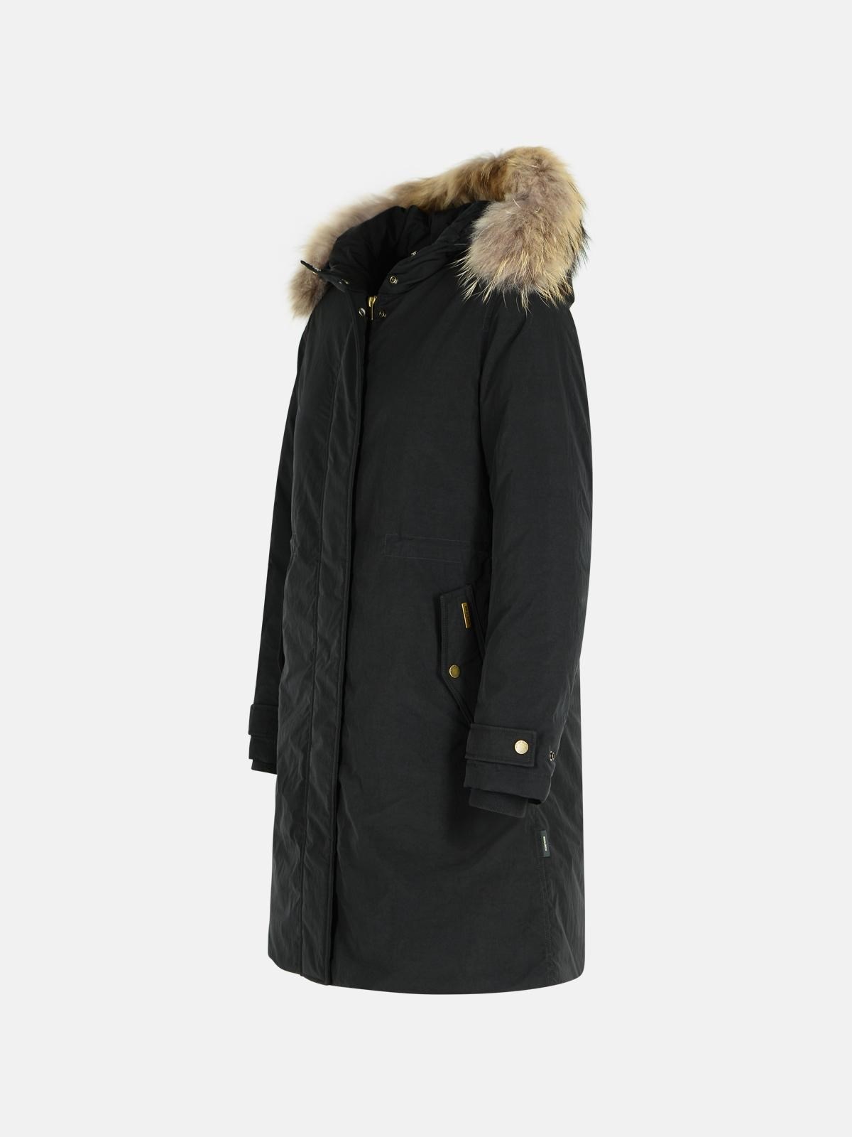 Woolrich Long Sleeved Hooded Coat In Black