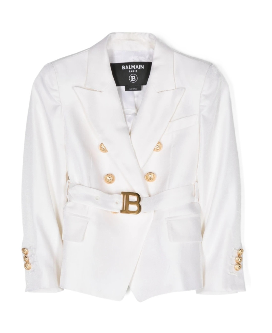Balmain Double-breasted Long-sleeved Jacket In White