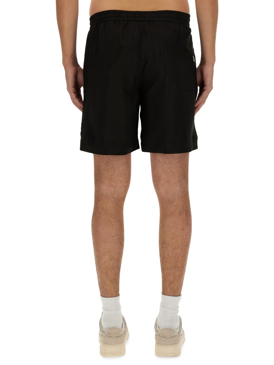 Msgm Black Shorts With Subtle Logo Detail In Black