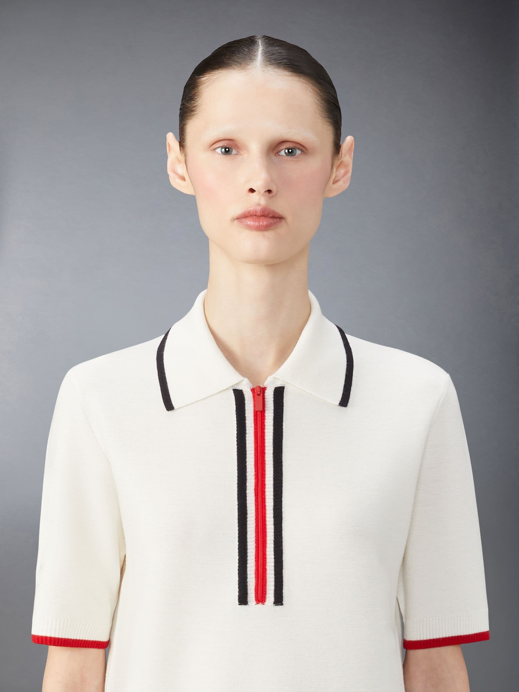 THOM BROWNE RWB-STRIPE VIRGIN WOOL DRESS