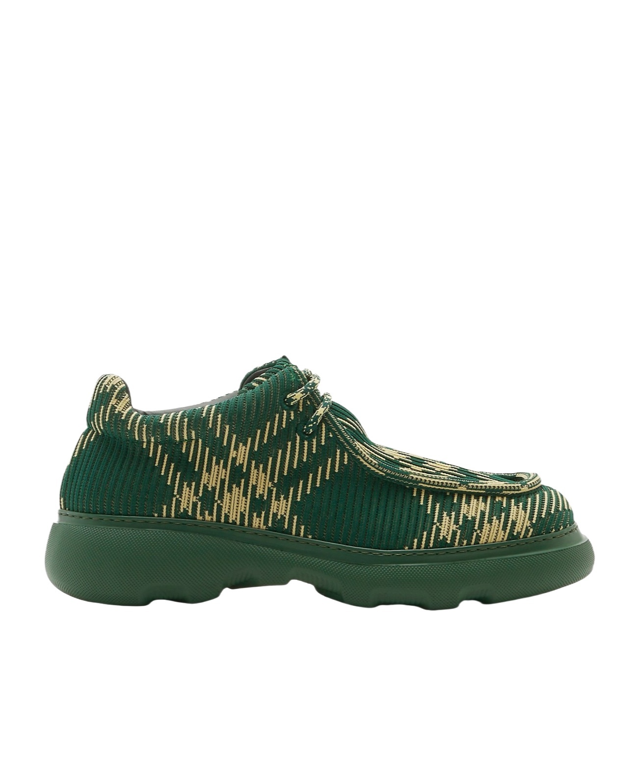 Burberry Embroidered Fabric Creeper Lace-up Shoes In Green