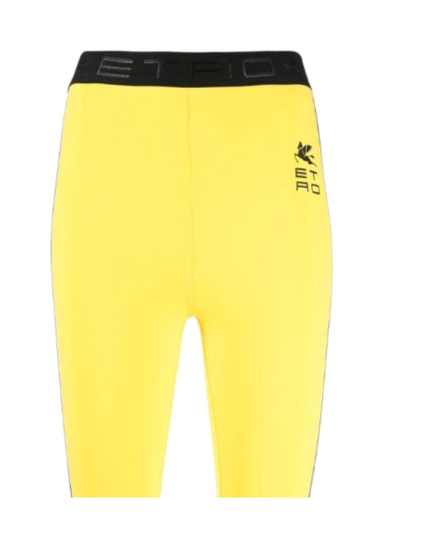 Etro Logo-print Leggings In Yellow