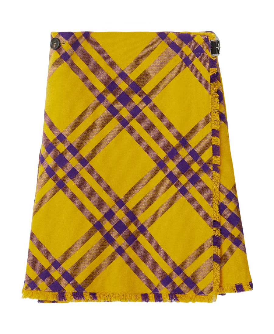 Burberry Check Fringed-edge Kilt Wrap Skirt In Brown