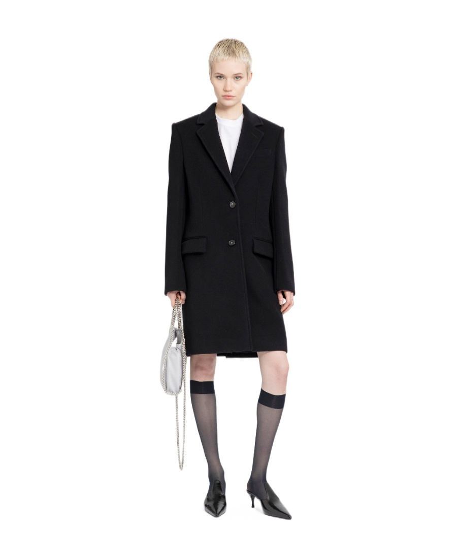 Stella Mccartney Black Wool Coat In Black