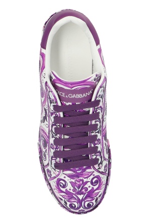 Dolce & Gabbana Majolica-print Portofino Light Strobel Sneaker In Purple