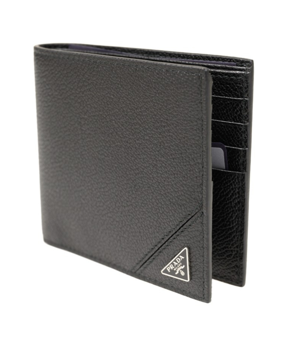 Prada Half-fold Logo Wallet In Black