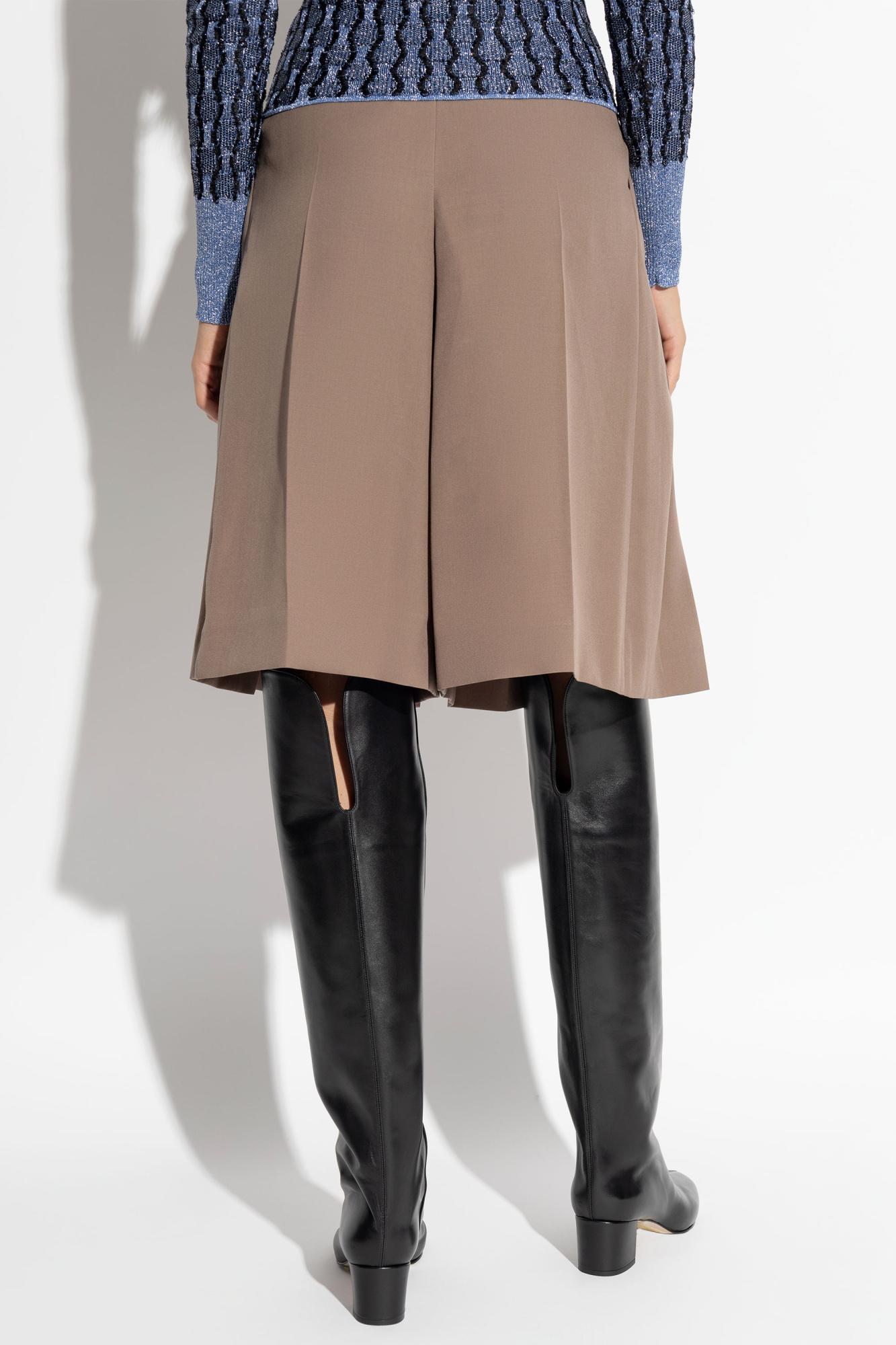 Lanvin Pleated Shorts In Brown