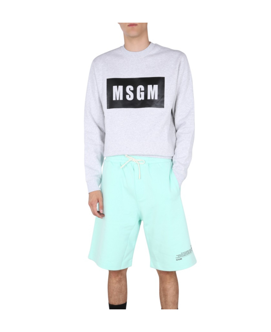 Msgm Logo Print Cotton Sweatshirt In White