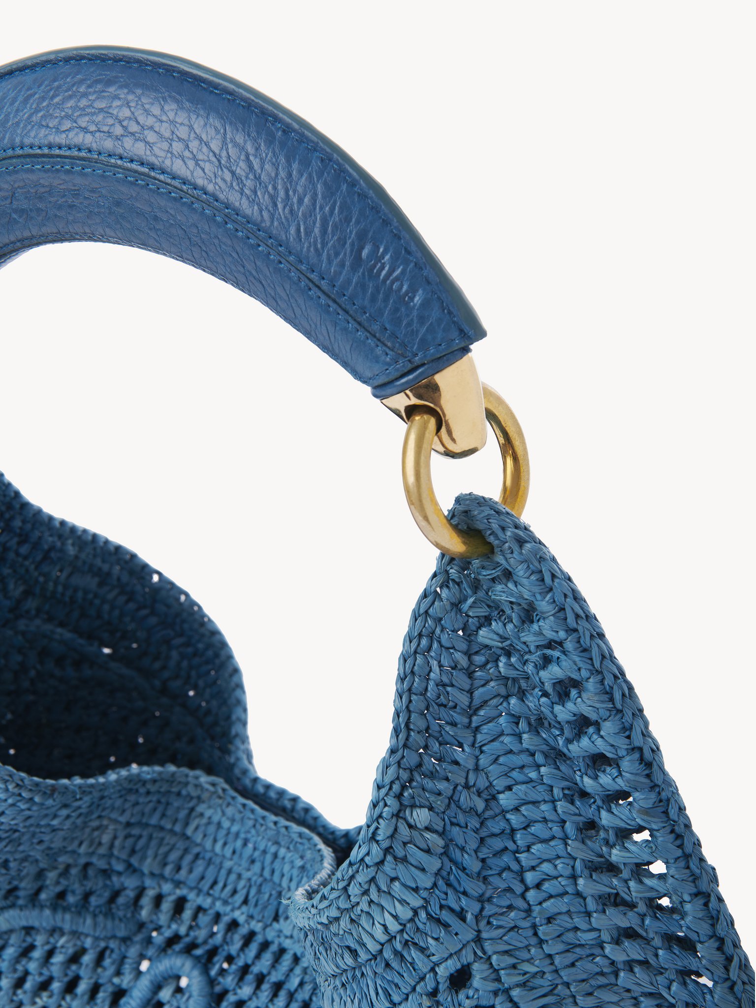 Chloé Summer Banana Top-handle Bag In Crochet Fabric In Blue