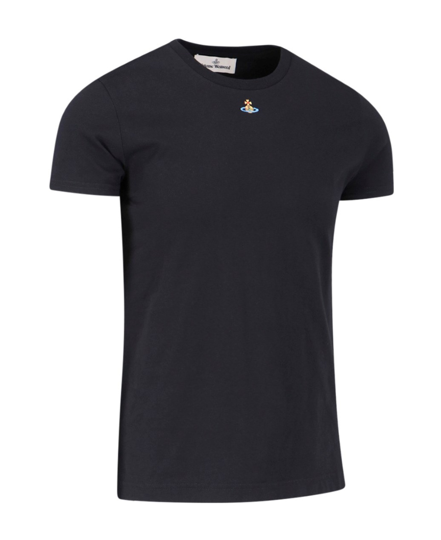 Vivienne Westwood Orb Logo-embroidered Stretch-cotton T-shirt In Black
