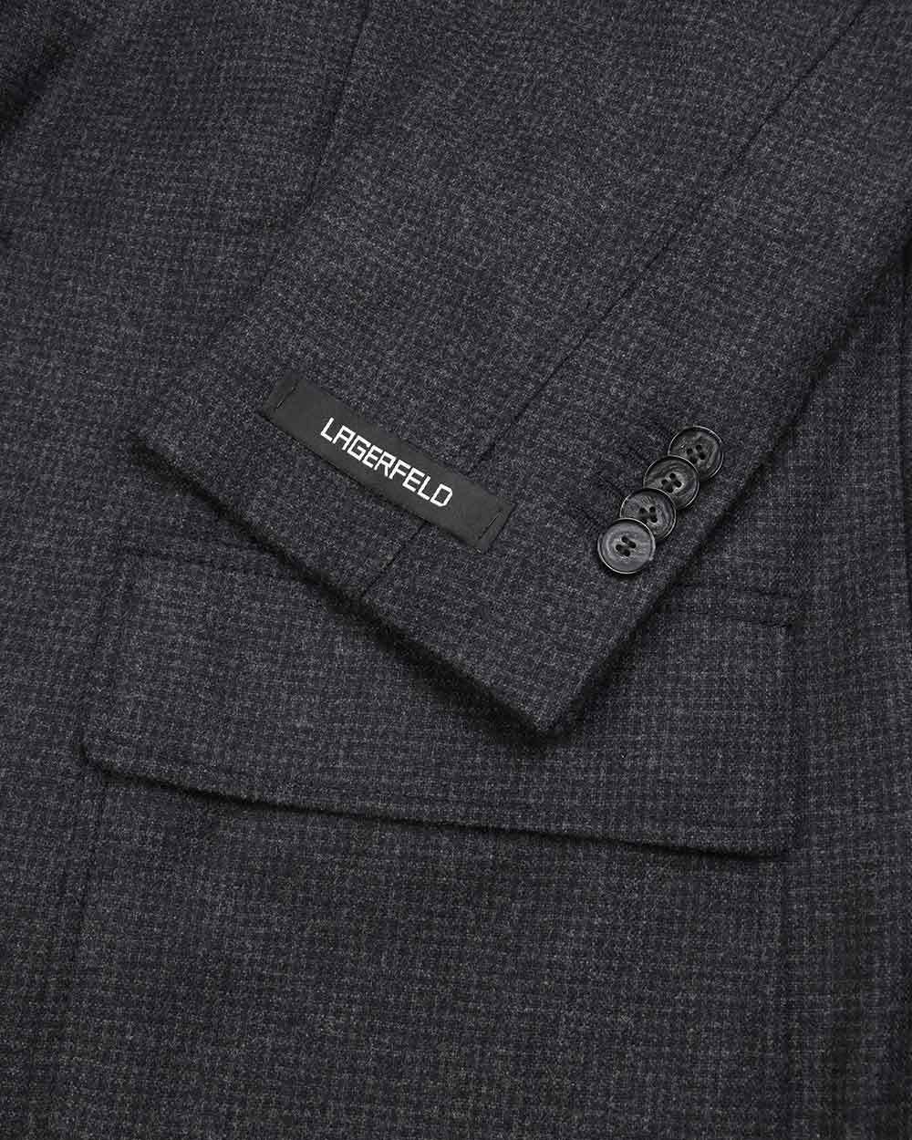 Karl Lagerfeld Dark Gray Single-breasted Suit Coat In Black